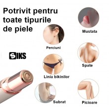 Epilator SIKS® Pentru Eliminarea Parului Facial Cu Led Si Incarcare Prin Cablu USB, Alb