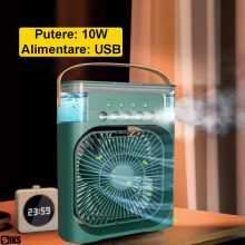 Ventilator Portabil Pentru Racire Camera 3 In 1 SIKS, Pulverizare Apa, Umidificator, Ventilare, Racorire Si Iluminare, Difuzo...