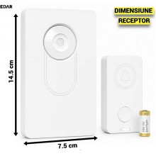 Sonerie Wireless EDAR cu Baterii, Rezistenta la Apa, 50 m, Interior/Exterior, Set Transmitator si Receptor, Volum Ajustabil, ... Sonerie Wireless EDAR cu Baterii, Rezistenta la Apa, 50 m, Interior/Exterior, Set Transmitator si Receptor, Volum Ajustabil, ...