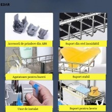 Suport Burete EDAR pentru Robinet, din Otel Inoxidabil, Rotativ 360°, Ajustabil si Detasabil, cu Scurgere Rapida, Fara Gaurir...