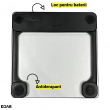 Cantar Corporal EDAR, Suprafata Din Sticla, Capacitate 180 Kg, Precizie Inalta, 4 Senzori, Afisaj Digital, Indicator Baterie,... Cantar Corporal EDAR, Suprafata Din Sticla, Capacitate 180 Kg, Precizie Inalta, 4 Senzori, Afisaj Digital, Indicator Baterie,...