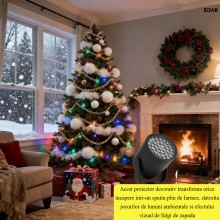 Proiector LED de Craciun pentru Interior EDAR, Efect Fulgi de Zapada si Lumini Ambientale, Mod Automat, Alimentare USB 5V, pe... Proiector LED de Craciun pentru Interior EDAR, Efect Fulgi de Zapada si Lumini Ambientale, Mod Automat, Alimentare USB 5V, pe...