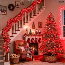 Instalatie De Craciun LED EDAR, Liniara Interior/Exterior, Rola 80m, 8 Jocuri De Lumini, Fir Negru, Culoare Lumina Rosie