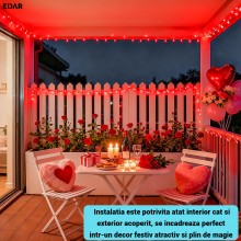 Instalatie De Craciun LED EDAR, Liniara Interior/Exterior, Rola 80m, 8 Jocuri De Lumini, Fir Negru, Culoare Lumina Rosie