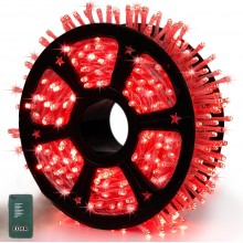 Instalatie De Craciun LED EDAR, Liniara Interior/Exterior, Rola 80m, 8 Jocuri De Lumini, Fir Negru, Culoare Lumina Rosie