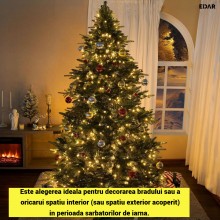 Instalatie De Craciun LED EDAR, Liniara Interior, Exterior Acoperit, 20m, 8 Jocuri De Lumini, 200 LED, Fir Negru, Culoare Alb...