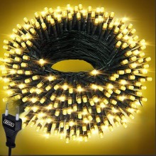 Instalatie De Craciun LED EDAR, Liniara Interior, Exterior Acoperit, 20m, 8 Jocuri De Lumini, 200 LED, Fir Negru, Culoare Alb...