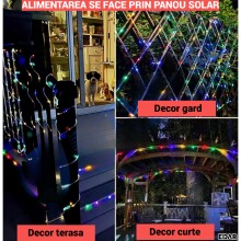 Instalatie Luminoasa Solara de Craciun EDAR, 100 LED-uri Multicolore, 10 m, Fir de Cupru, Panou Solar, Interior/Exterior Instalatie Luminoasa Solara de Craciun EDAR, 100 LED-uri Multicolore, 10 m, Fir de Cupru, Panou Solar, Interior/Exterior