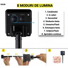 Instalatie Luminoasa Solara de Craciun EDAR, 100 LED-uri Alb Rece, 10 m, Fir de Cupru, Panou Solar, Interior/Exterior