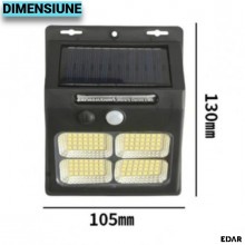 Lampa Solara Exterior EDAR cu 112 LED-uri si Senzor de Miscare, IP65 Rezistenta la Apa, Aplica LED pentru Curte, Gradina si T...