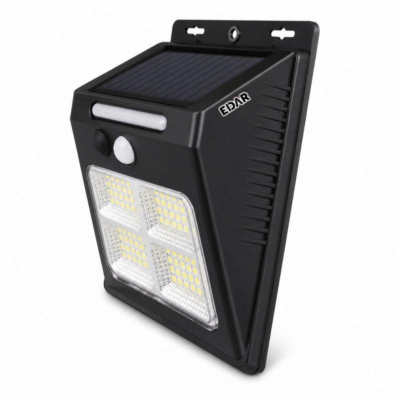 Lampa Solara Exterior EDAR cu 112 LED-uri si Senzor de Miscare, IP65 Rezistenta la Apa, Aplica LED pentru Curte, Gradina si T...