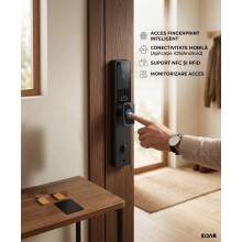Yala Inteligenta WiFi EDAR Model S102 cu Video Interfon, Recunoastere Faciala 3D si Palma, NFC, Amprenta, Cod si Card, Compat...