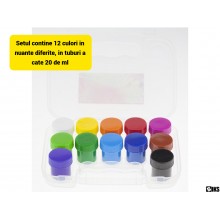 Set SIKS 12 Culori Guasa Lavabile Pentru Scoala Si Pictura Copii, 20 ml Borcan, Pe Baza De Apa, Non Toxice, Acuarele Acoperir...