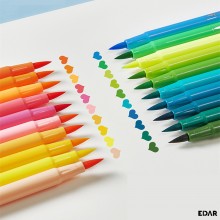 Set 36 Markere Acrilice EDAR cu Varf Pensula Soft, Culori Vibrante Lavabile si Non-Toxice, Cutie Organizatoare cu Maner, pent...