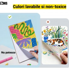 Set SIKS Markere Acrilice Scoala, 48 Piese Cu Varf Tip Pensula, 48 De Culori Vibrante, Lavabile Si Non Toxice, Cutie Organiza...