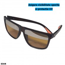 Ochelari de Condus Noaptea EDAR Model M18, Lentile Polarizate Galbene Oglinda, Rama Maro Inchis, Toc Inclus