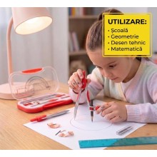 Trusa De Geometrie 10 Piese SIKS, Set Instrumente Pentru Desen Tehnic Si Matematica, Potrivit Pentru Scoala, Gimnaziu, Liceu,...