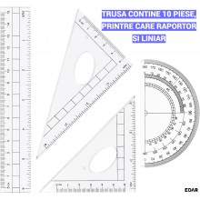 Trusa De Geometrie 10 Piese EDAR, Set Instrumente Pentru Desen Tehnic Si Matematica, Potrivit Pentru Scoala, Gimnaziu, Liceu,... Trusa De Geometrie 10 Piese EDAR, Set Instrumente Pentru Desen Tehnic Si Matematica, Potrivit Pentru Scoala, Gimnaziu, Liceu,...