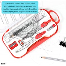 Trusa De Geometrie 10 Piese EDAR, Set Instrumente Pentru Desen Tehnic Si Matematica, Potrivit Pentru Scoala, Gimnaziu, Liceu,...