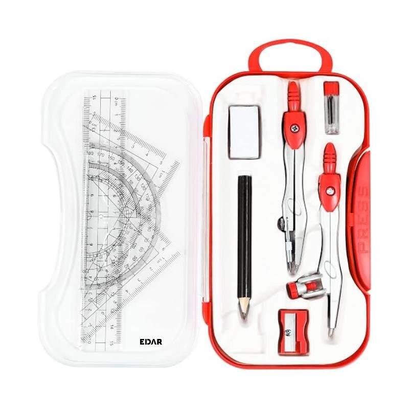 Trusa De Geometrie 10 Piese EDAR, Set Instrumente Pentru Desen Tehnic Si Matematica, Potrivit Pentru Scoala, Gimnaziu, Liceu,... Trusa De Geometrie 10 Piese EDAR, Set Instrumente Pentru Desen Tehnic Si Matematica, Potrivit Pentru Scoala, Gimnaziu, Liceu,...