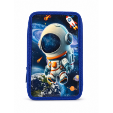Penar scolar echipat SIKS, 3 compartimente, 34 piese, model Astronaut 3D, albastru