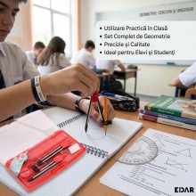 Trusa De Geometrie 9 Piese EDAR, Set Instrumente Pentru Desen Tehnic Si Matematica, Potrivit Pentru Scoala, Gimnaziu, Liceu, ...