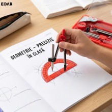 Trusa De Geometrie 9 Piese EDAR, Set Instrumente Pentru Desen Tehnic Si Matematica, Potrivit Pentru Scoala, Gimnaziu, Liceu, ...