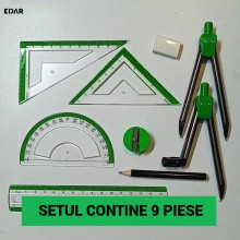 Trusa De Geometrie 9 Piese EDAR, Set Instrumente Pentru Desen Tehnic Si Matematica, Potrivit Pentru Scoala, Gimnaziu, Liceu, ...