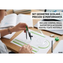 Trusa De Geometrie 9 Piese EDAR, Set Instrumente Pentru Desen Tehnic Si Matematica, Potrivit Pentru Scoala, Gimnaziu, Liceu, ...