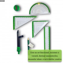 Trusa De Geometrie 9 Piese EDAR, Set Instrumente Pentru Desen Tehnic Si Matematica, Potrivit Pentru Scoala, Gimnaziu, Liceu, ...