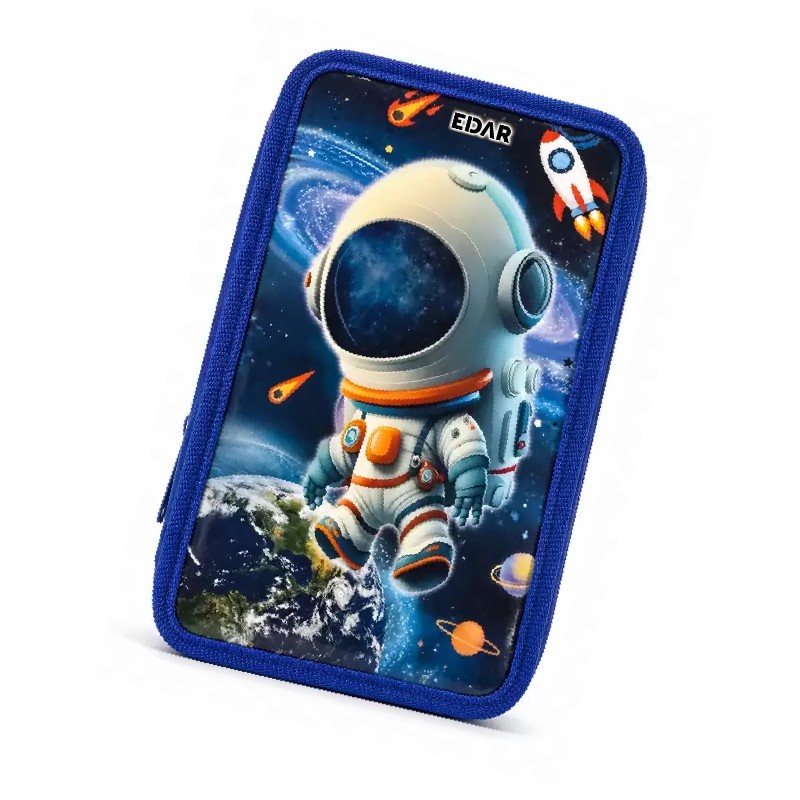 Penar Scolar Echipat EDAR, 3 Compartimente, 34 Piese - Creioane Colorate, Carioci, Pixuri, Rigle, Model Astronaut 3D, Pentru ... Penar Scolar Echipat EDAR, 3 Compartimente, 34 Piese - Creioane Colorate, Carioci, Pixuri, Rigle, Model Astronaut 3D, Pentru ...