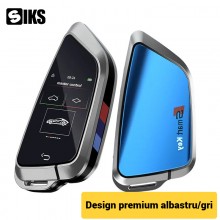 Cheie Auto Inteligenta SIKS Smart Key EN588C, Touchscreen LCD, 4 Butoane, Keyless Entry/Go, Bluetooth, Albastru/Gri