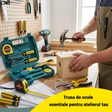 Trusa Scule Si Unelte De Mana SIKS Pentru Casa, 8 Piese, Contine Ciocan, Cleste Patent, Surubelnita Stea Si Dreapta, Cutter, ...