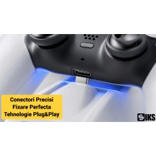 Statie de Incarcare Dubla Compatibila PS5 pentru 2 Controllere, SIKS, Suport Vertical cu Indicator LED, Alb