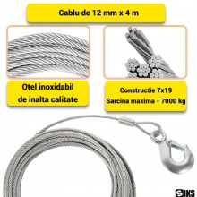 Cablu Auto SIKS Din Otel Pentru Tractare De Urgenta, Chinga Cu Lungime 4 Metri, Prevazul Cu 2 Carlige Metalice Cu Siguranta, ...