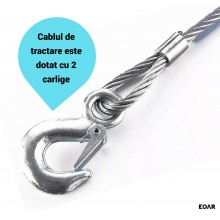 Cablu Auto EDAR pentru Tractare de Urgenta, Otel, 4 m Lungime, 2 Carlige Metalice cu Siguranta, Chinga Remorcare Capacitate M... Cablu Auto EDAR pentru Tractare de Urgenta, Otel, 4 m Lungime, 2 Carlige Metalice cu Siguranta, Chinga Remorcare Capacitate M...