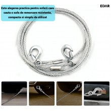 Cablu Auto EDAR pentru Tractare de Urgenta, Otel, 4 m Lungime, 2 Carlige Metalice cu Siguranta, Chinga Remorcare Capacitate M... Cablu Auto EDAR pentru Tractare de Urgenta, Otel, 4 m Lungime, 2 Carlige Metalice cu Siguranta, Chinga Remorcare Capacitate M...