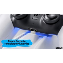 Statie de Incarcare Dubla Compatibila PS5 pentru 2 Controllere, EDAR, Suport Vertical cu Indicator LED, Alb