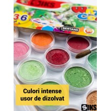 Set Acuarele SIKS, 36 Culori, Pastile rotunde, Non-Toxice si Lavabile, Carcasa Plastic cu Capac Transparent, Multicolor