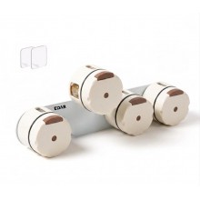 Set Organizator Magnetic pentru Condimente EDAR, 4 Recipiente pentru Perete, Dozare One Touch 0, 5 g, Plastic Alimentar, Alb/...