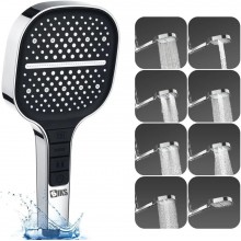 Para de Dus Multifunctionala Patrata SIKS, 7 Moduri Pulverizare ,Stop Apa, Butoane Control, Duze Silicon Anticalca, Negru/Arg...