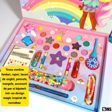Cadou Zi De Nastere Fetite SIKS 2 in 1, 29 Piese, Trusa De Machiaj, Set Complet Cosmetice Lavabile Si Non Toxice, Paleta Fard...
