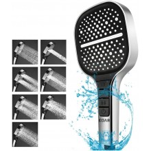 Para de Dus Multifunctionala Patrata Edar, 7 Moduri Pulverizare, Buton Stop Apa, Duze Silicon Anticalcar, Control prin Butoan...