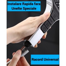 Para de Dus Multifunctionala Patrata Edar, 7 Moduri Pulverizare, Buton Stop Apa, Duze Silicon Anticalcar, Control prin Butoan...