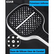 Para de Dus Multifunctionala Patrata Edar, 7 Moduri Pulverizare, Buton Stop Apa, Duze Silicon Anticalcar, Control prin Butoan...