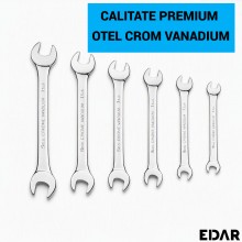 Set 6 Chei Fixe EDAR Duble Chrome Vanadium 6-17 mm, 12 Dimensiuni, Suport Depozitare Inclus, pentru Auto, Casa si Bricolaj, A...