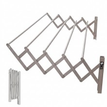 Uscator De Rufe Retractabil De Perete SIKS Latime 120 Cm, 5 Bare De Aluminiu, 6 Metri Capacitate Intins Rufe, Suport Pliabil ...