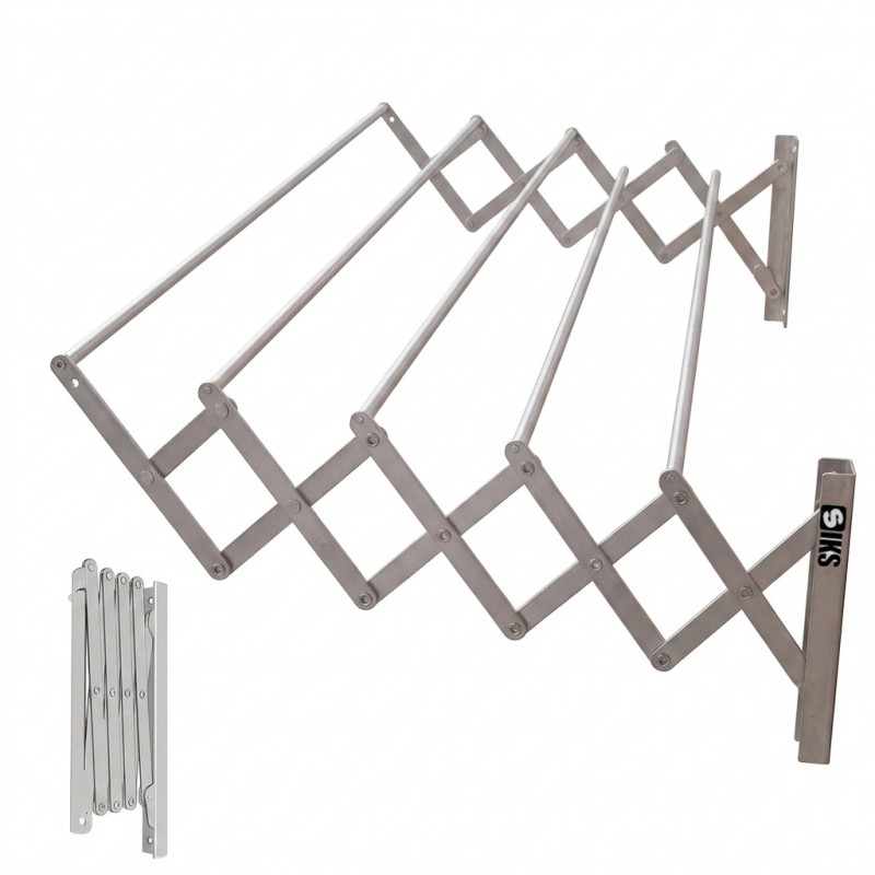 Uscator De Rufe Retractabil De Perete SIKS Latime 120 Cm, 5 Bare De Aluminiu, 6 Metri Capacitate Intins Rufe, Suport Pliabil ... Uscator De Rufe Retractabil De Perete SIKS Latime 120 Cm, 5 Bare De Aluminiu, 6 Metri Capacitate Intins Rufe, Suport Pliabil ...