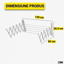 Uscator De Rufe Retractabil De Perete SIKS Latime 120 Cm, 5 Bare De Aluminiu, 6 Metri Capacitate Intins Rufe, Suport Pliabil ... Uscator De Rufe Retractabil De Perete SIKS Latime 120 Cm, 5 Bare De Aluminiu, 6 Metri Capacitate Intins Rufe, Suport Pliabil ...