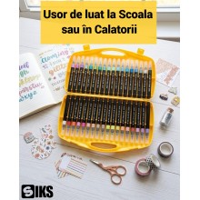 Carioci cu Slipici SIKS, Set 36 Bucati, Cerneala pe Baza de Apa, Culori Intense, Servieta Plastic cu Maner, Multicolor